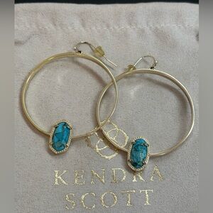 Kendra Scott Elora earrings in gold and Bronze Veined Turquoise